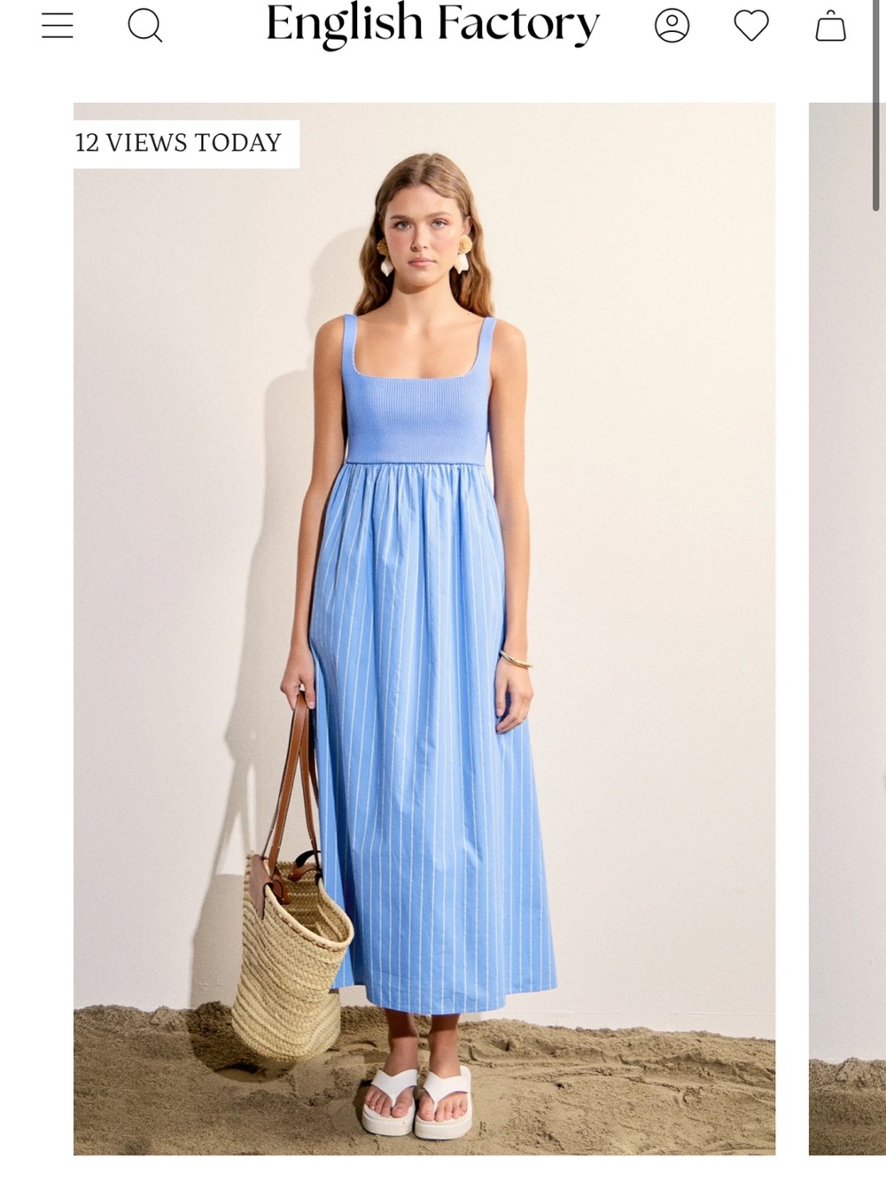 English Factory Light Blue Striped Maxi Sundress